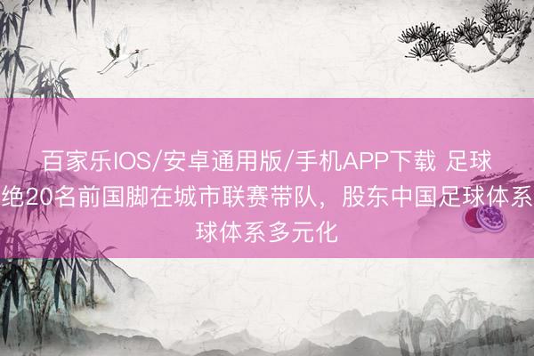 百家樂IOS/安卓通用版/手機APP下載 足球報:卓絕20名前國腳在城市聯賽帶隊,股東中國足球體系多元化
